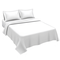 A neatly made bed with white sheets and pillows, creating clean and inviting appearance. bedding is smooth and well arranged, suggesting comfort and relaxation png