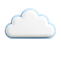 A simple, white cloud icon with light blue outline, symbolizing cloud computing or weather. design is minimalistic and modern, suitable for digital applications or interfaces png