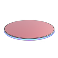 A round, pink wireless charging pad with sleek design and glowing edge, perfect for modern tech setups. minimalist style adds touch of elegance to any desk or nightstand png