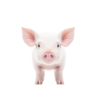 A cute piglet with pink ears and snout stands against transparency background, looking directly at viewer. Its small size and innocent expression evoke sense of playfulness and charm png