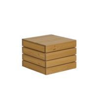 A wooden crate with simple, rustic design is shown, featuring natural wood finish and horizontal slats. crate is square shaped and appears sturdy, suitable for storage or decoration png