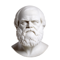 A This is marble bust of bearded man with serious expression, showcasing classical sculpture techniques. detailed carving highlights texture of hair and beard, emphasizing realism png