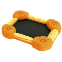 A decorative, orange and yellow, rectangular frame with playful design featuring rounded corners and rope like details. vibrant colors and unique style make it eye catching png