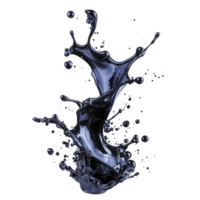 A dynamic splash of dark blue liquid captured mid air, showcasing fluid motion and energy against transparent background. droplets and splashes create artistic and abstract visual png