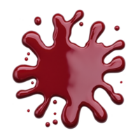 A vibrant red paint splatter with irregular edges and glossy texture, resembling abstract art piece. dynamic shape and rich color create striking visual impact png