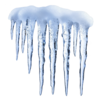 An Icicles hang from surface, glistening in cold winter air. ice formations are clear and sharp, capturing essence of chilly season png