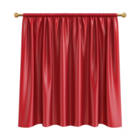 A vibrant red curtain with luxurious, silky texture hangs elegantly from golden rod, creating dramatic and sophisticated ambiance png