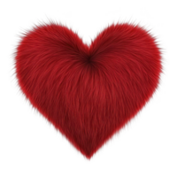 A fluffy red heart with soft, furry texture creates warm and cozy feeling, perfect for expressing love and affection. vibrant color and unique design make it eye catching and charming png