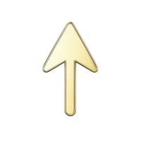 A shiny gold arrow pointing upwards on transparency background, symbolizing direction and progress. arrow metallic finish adds touch of elegance and modernity png
