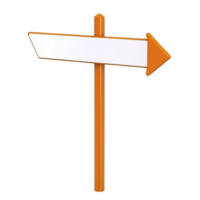 A blank orange directional sign with arrow pointing right, isolated on transparency background, conveys guidance and direction png