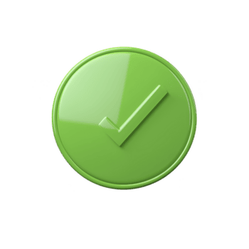 un' verde dai un'occhiata marchio simbolo su lucido circolare pulsante rappresenta approvazione o conferma. brillante superficie e vivace colore trasmettere senso di positività e successo png