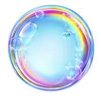 A vibrant, iridescent soap bubble with rainbow sheen floats against clear background, showcasing its delicate and translucent nature png