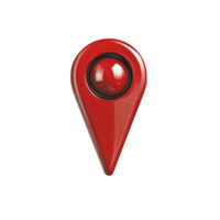 A glossy red map pin icon with shiny surface, resembling location marker used in digital maps. design is sleek and modern, conveying sense of precision and clarity png