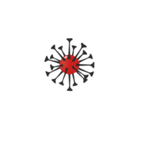 A This features stylized red virus icon with black spike like protrusions, symbolizing virus or microorganism. design is simple and impactful, often used contexts related to health or science png