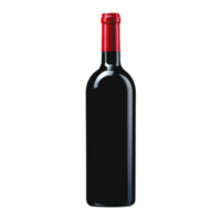 sleek, elegant wine bottle with vibrant red cap stands against plain background, showcasing its classic design. bottle silhouette is smooth and polished, exuding sophistication png