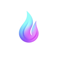 A vibrant, glowing flame icon with gradient of blue, purple, and pink hues, symbolizing energy and creativity. smooth, abstract design gives modern and dynamic feel png