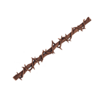 A length of brown barbed wire is depicted, showcasing its sharp, twisted metal design against plain background. image highlights wire rugged texture and potential for use security or fencing png