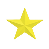bright yellow star with five points is centered on transparency background, creating striking contrast. star symmetrical design and vibrant color evoke sense of positivity and achievement png