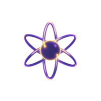 glowing purple atom model with orbiting electrons symbolizes science and energy. vibrant design highlights atomic structure and scientific concepts png