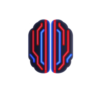 futuristic neon brain design with vibrant red and blue glowing lines, symbolizing technology and innovation. abstract style creates modern and dynamic visual effect png