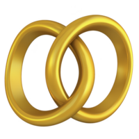 Two interlocking gold rings symbolize unity and commitment, often associated with weddings and engagements. shiny, metallic surface reflects light, enhancing their elegance png