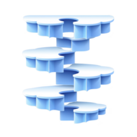 This features series of abstract, cloud like shapes stacked vertically, creating spiral staircase effect. design is rendered soft blue tones, giving it serene and dreamy appearance. shapes appear png