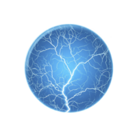 glowing blue plasma ball with intricate lightning patterns creates mesmerizing visual effect. electric arcs inside sphere are dynamic and captivating png