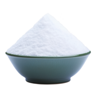 green bowl filled with mound of fine white powder, possibly flour or sugar, is displayed against plain background. texture appears soft and smooth png