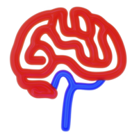 vibrant, abstract representation of human brain in red and blue, showcasing creative and artistic interpretation of neural pathways. design is bold and visually striking png