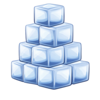 pyramid of shiny, translucent ice cubes stacked neatly, reflecting light and creating cool, refreshing appearance. cubes are arranged in stable structure, showcasing their smooth, glossy surfaces png