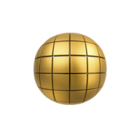 golden sphere with grid pattern creates futuristic and elegant design. shiny metallic surface reflects light, giving it luxurious and modern appearance png