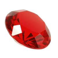 vibrant red gemstone with brilliant cut, showcasing its facets and clarity against plain background. gem rich color and polished surface create striking visual appeal png
