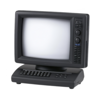 vintage black television set with built in control panel and buttons, featuring small screen and retro design, evokes nostalgia for classic electronics png