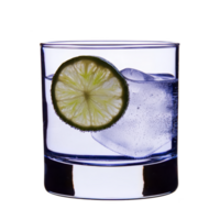 A refreshing glass of clear liquid with ice cubes and slice of lime, perfect for cool drink. simplicity and clarity of image evoke sense of freshness png