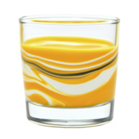 glass filled with vibrant, swirling mixture of yellow and white liquid, creating mesmerizing pattern. colors blend smoothly, giving sense of motion and energy png