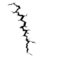 jagged, dark crack runs diagonally across light background, resembling lightning bolt or fracture. stark contrast creates dramatic and intense visual effect png