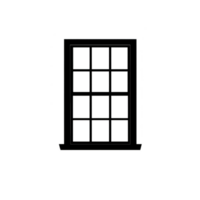 simple black silhouette of window with multiple panes, isolated on transparency background, evokes minimalist and clean design. window grid pattern adds classic touch png