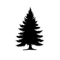 silhouette of pine tree stands against plain background, showcasing its symmetrical branches and pointed top. image captures essence of nature and simplicity png