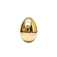 shiny golden egg with reflective surface stands against plain background, symbolizing wealth and prosperity. smooth, polished finish adds luxurious touch to image png