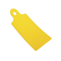 vibrant yellow cutting board with handle and hole for easy hanging, perfect for kitchen use. Its bright color adds cheerful touch to any cooking space png