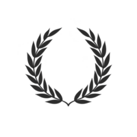 black laurel wreath symbolizing victory and achievement is depicted in this image. wreath is composed of symmetrical leaves forming circular shape, often associated with honor and success png