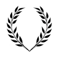 laurel wreath illustration with symmetrical branches and leaves, often symbolizing victory or achievement. design is simple and elegant, suitable for various decorative purposes png