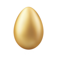 shiny golden egg stands out against plain background, symbolizing wealth and prosperity. Its smooth surface and metallic sheen create luxurious and elegant appearance png