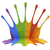 vibrant splash of paint in rainbow colors creates dynamic and artistic display, symbolizing creativity and diversity. colorful droplets spread outward, forming striking visual png