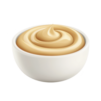 smooth, creamy swirl of caramel sauce in white bowl, showcasing its rich texture and inviting color. Perfect for desserts or as sweet topping png