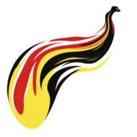 This features abstract design with flowing red, black, and yellow colors, resembling dynamic brushstroke or flame. vibrant colors create sense of movement and energy.abstract design with flowing png