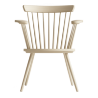 wooden chair with classic spindle back design and armrests, showcasing natural finish. chair elegant and timeless style makes it suitable for various interior settings png
