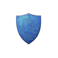 blue shield with circuit board design symbolizes digital security and protection, representing cybersecurity and technological defense png