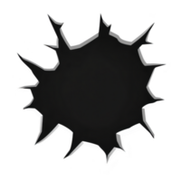 jagged, irregular hole with sharp edges appears against plain background, resembling tear or break. stark contrast creates dramatic effect, suggesting impact or damage png