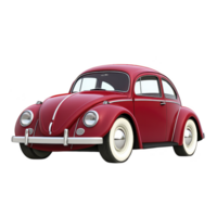 classic red vintage car with rounded design and whitewall tires, evoking nostalgia and charm. car sleek curves and shiny finish highlight its timeless appeal png